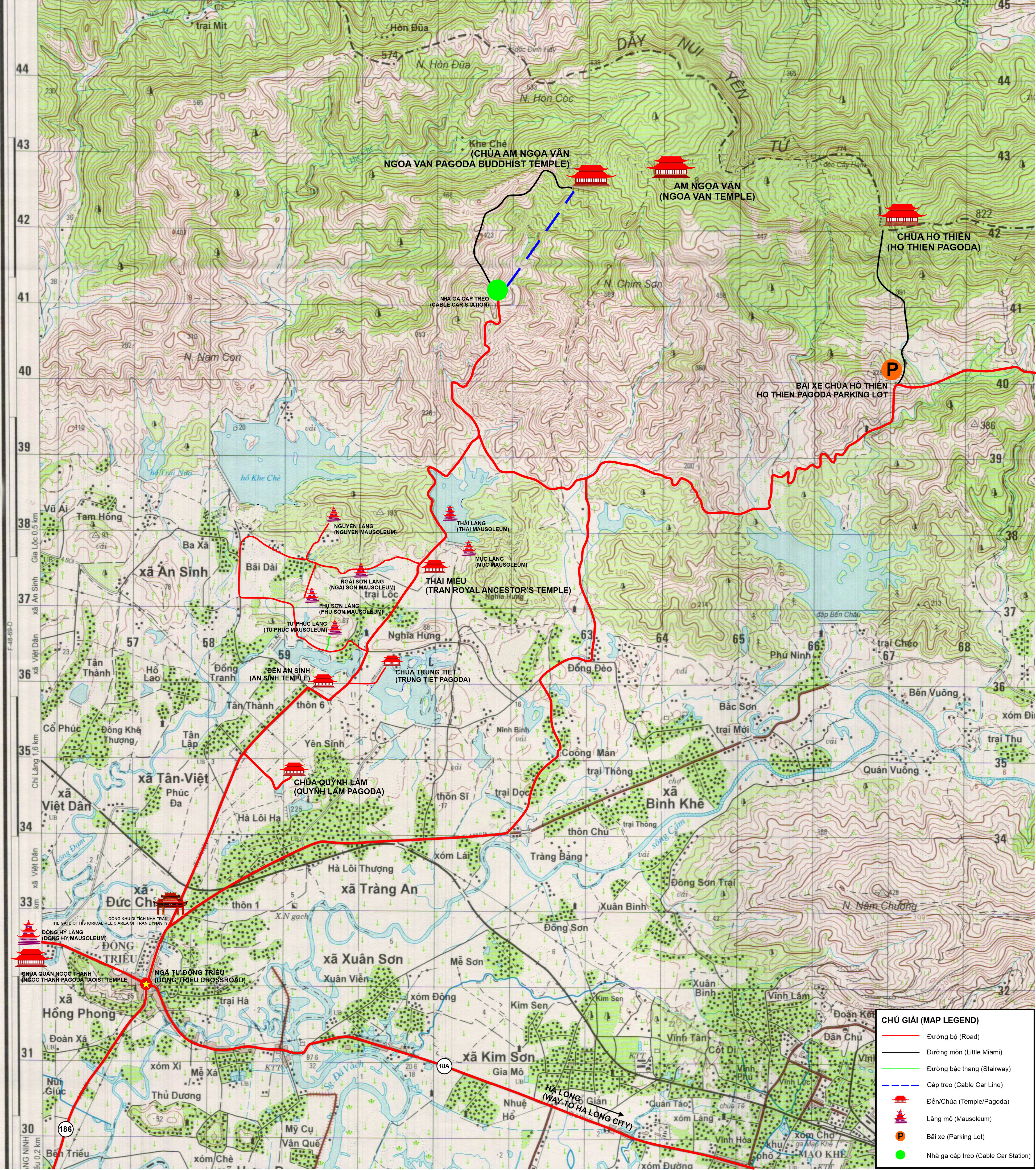 Bản đồ các điểm di tích nhà Trần